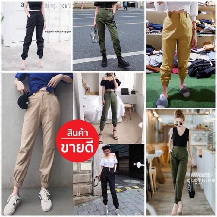 ภาพหน้าปกสินค้ากางเกงขาจั๊ม กางเกงขายาว เอวสม็อคหลัง จากร้าน nipono บน Shopee