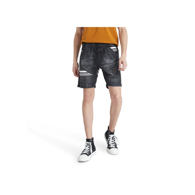 DAVIE JONES กางเกงขาสั้น ผู้ชาย เอวยางยืด สีฟ้า สีกรม สีดำ คาดหนัง Elasticated Shorts SH0037LN SH0037NV SH0038BK