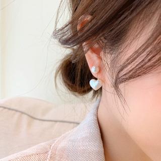 925 Silver Korean Needle Simple and Small Pearl Love Earrings Female Girl Temperament