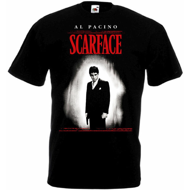 เสื้อยืดโอเวอร์ไซส์scarface-เสื้อยืด-คอกลม-ผ้าฝ้าย-พิมพ์ลายโปสเตอร์ภาพยนตร์-สีดํา-คลาสสิก-แฟชั่นสําหรับผู้ชายs-3xl