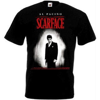 เสื้อยืดโอเวอร์ไซส์Scarface เสื้อยืด คอกลม ผ้าฝ้าย พิมพ์ลายโปสเตอร์ภาพยนตร์ สีดํา คลาสสิก แฟชั่นสําหรับผู้ชายS-3XL