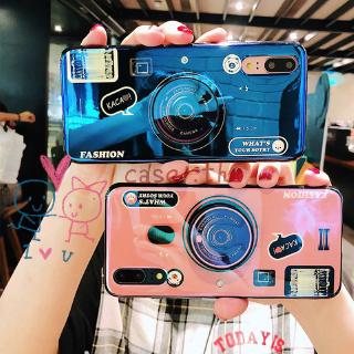 Blue Ray Camera Stand Holder Cases For Samsung A7 A9 A6 Plus 2018 A3 A5 2017 A10 A20 A30 A70 A80 A90 M10 M20 Soft Silicone Cover For VIVO 1611 1716 1906 1901 Coque