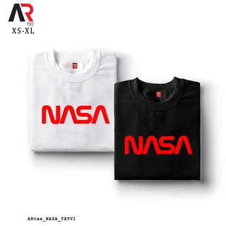 เสื้อยืดสีขาวผู้หญิง - AR Tees โลโก้ข้อความ NASA v1 เสื้อยืด Unisex ที่กําหนดเองสําหรับผู้หญิงและผู