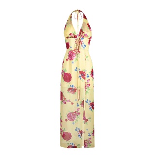 USEMEREPEAT - Chiffon Floral Print Maxi Dress