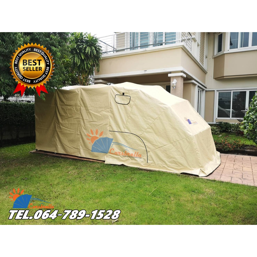 โรงจอดรถสำเร็จรูป-carsbrella-รุ่น-container-size-xl-สำหรับจอดรถยนต์ขนาดเล็ก-กลาง-ปกป้องฝุ่นและสิ่งสกปรกทุกชนิด