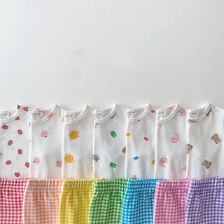 Summer Baby Girls Fruit Cotton Printing Short-sleeve Pajamas