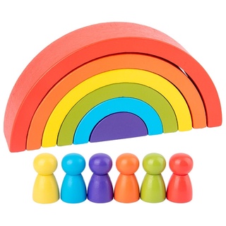 BB-STORE 🌈 Rainbow บล็อคไม้สีรุ้ง ต่อเป็นรูปทรงได้หลายรูปแบบ✨ ของเล่นไม้ ของเล่นบทบาทสมมติ เรนโบว์