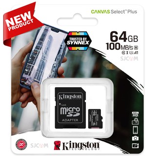 สินค้า Kingston microSD Card 64GB Canvas Select Plus Class 10 UHS-I 100MB/s (SDCS2/64GB) + SD Adapter ประกัน Lifetime Synnex