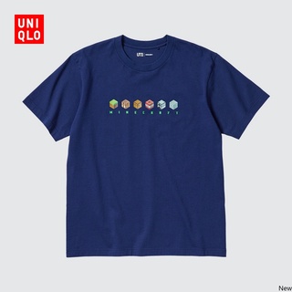 【cotton Tshirts👕】Uniqlo UT เสื้อยืดแขนสั้น พิมพ์ลาย Minecraft สําหรับผู้ชาย และผู้หญิง 455830