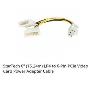 ส่งจากไทย 2เส้น  StarTech 6" (15.24m) LP4 to 6 pin PCIe Video Card Power Adapter Cable ตัวแปลง พร้อมส่ง