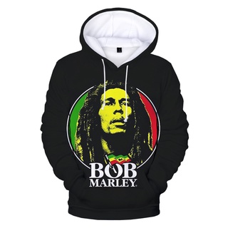 ใหม่ เสื้อฮู้ดดี้ แขนยาว ลายนักร้อง Bob Marley 3D สไตล์ฮิปฮอป ฮาราจูกุ สตรีท ลําลอง แฟชั่นสําหรับผู้ชาย ผู้หญิง