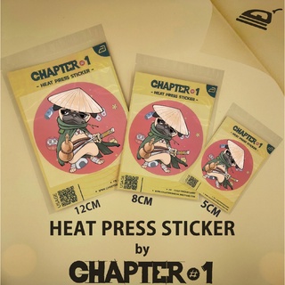 สติกเกอร์รีดร้อน ลาย ซามูไรปั๊ก ขนาด 5 ,8 , 12 ซม. / Pug Samurai Heat Press Sticker 5, 8, 12 cms