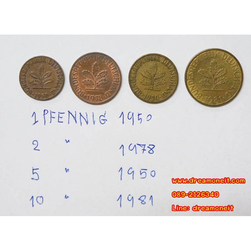 ชุดที่4-ขายเหรียญต่างประเทศ-bundesrepublik-deutschland-peennig-1-2-5-10-ทั้งชุด