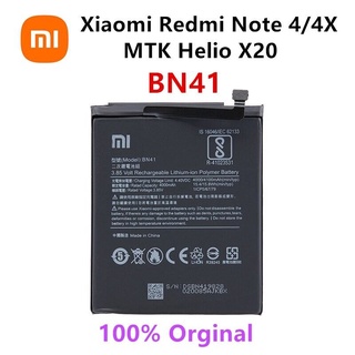 Xiao Mi ต้นฉบับ100% BN41 4100MAh แบตเตอรี่สำหรับ Xiaomi Redmi Hongmi หมายเหตุ4/Redmi หมายเหตุ4X MTK Helio x20แบตเตอรี่