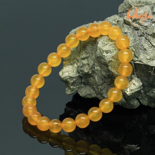 หินหยกเหลือง ขนาด 8 มิล Yellow Jade แต่งสี กำไลหินมงคล ดึงดูดความมั่งคั่ง เสริมความเจริญก้าวหน้า หินสีเหลือง by.ออมทอง