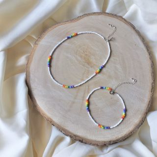 สร้อยลูกปัด rainbow set 🌈💛♥️🧡💚🏳️‍🌈 สร้อยคอ สร้อยข้อเท้า น่ารักกรุบมากจริงๆ #สร้อยคอ #สร้อยลูกปัด #โชคเกอร์