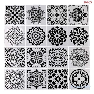 ESP 16pcs/set Mandala Drawing Template Ruler Stencil Painting Board DIY Album Decoration Tool Craft School Supply