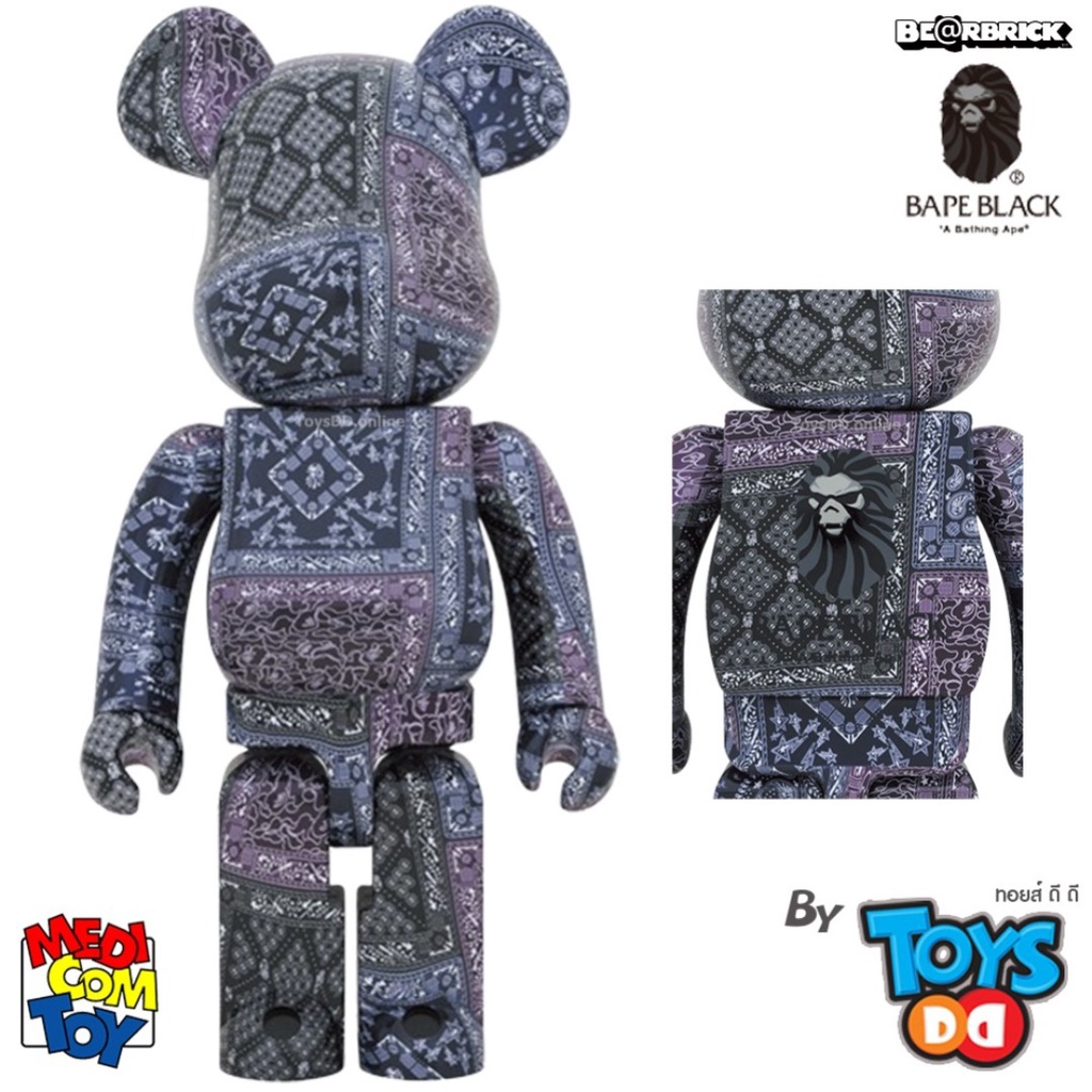 A BATHING APE - BE@RBRICK BAPE BLACK BANDANA 100％ &amp; 400％ BE@RBRICK SERIES 50