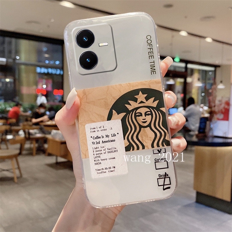 ready-to-ship-new-casing-vivo-y16-v25-v25e-v25-pro-5g-y35-2022-y22-y22s-เคส-phone-case-cute-creative-starbucks-pattern-clear-silicone-soft-back-cover-เคสโทรศัพท์