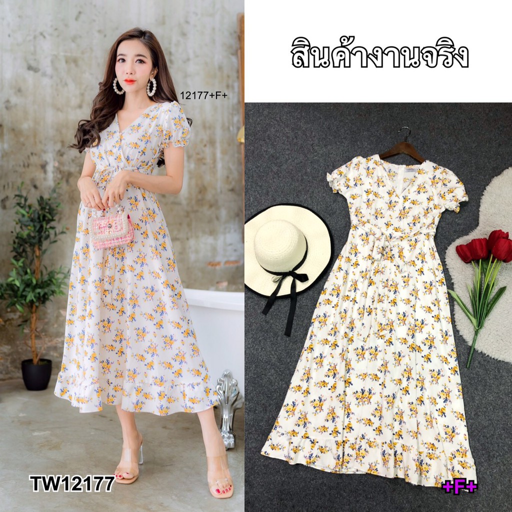 ak-12177-maxidress-แม็กซี่เดรสยาว-พิมลายดอกไม้ทั้งตัว