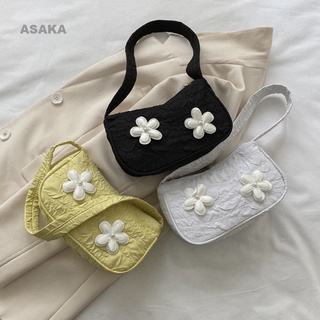 Asaka กระเป๋าสะพายไหล่ กระเป๋าถือลําลอง ทรงโท้ท สีพื้น แฟชั่นสําหรับสตรี