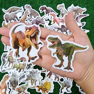 สติ๊กเกอร์ ไดโนเสาร์ แบบเหมือนจริง ตัวใหญ่ ติดแน่น กันน้ำ ของเล่น (50ชิ้น) Dinosaurs sticker