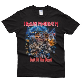 【100% cotton】พร้อมส่ง เสื้อเชิ้ต พิมพ์ลายวงดนตรี Iron Maiden Best Of The Beast คุณภาพสูง สําหรับผู้หญิง