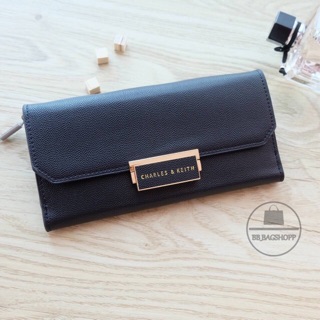 CHARLES &amp; KEITH PUSH-LOCK WALLET 2017 (outlet) สีดำ