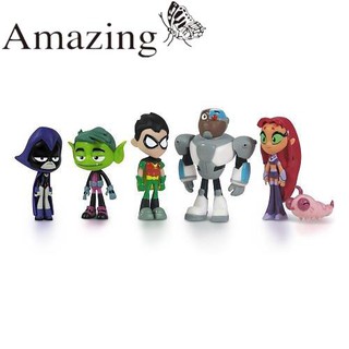 ฟิกเกอร์ Teen Titans Action Figure Robin Beast Boy Raven Cyborg starfire silkie