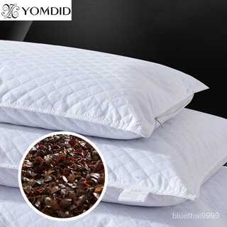 【บลูไดมอนด์】YOMDID Bedding Pillow Neck Protection Pillows Geometric Plaid Shaped Buckwheat Husk Filling Cushion for Home