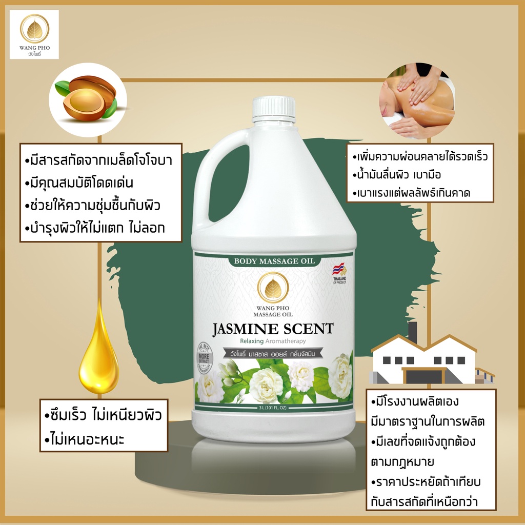 น้ำมันนวดตัว-น้ำมันนวด-อโรมา-กลิ่นมะลิ-3-ลิตร-วังโพธิ์-massage-oil-jasmine-3l-น้ำมันนวด-คุณภาพสูง-นวดคลายเส้น-ผ่อนคลาย