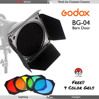Godox BD-04 BD04 Barndoor Barn Door อุปกรณ์ควบคุมทิศทางแสง ภาพนิ่ง วีดีโอ พร้อม Honeycomb Grid และเจลสี 4เฉดสี