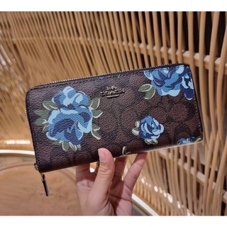 COACH F39189 ACCORDION ZIP WALLET IN SIGNATURE CANVAS WITH JUMBO FLORAL PRINTT
