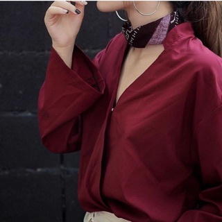 V-Neck Top( maroon red )