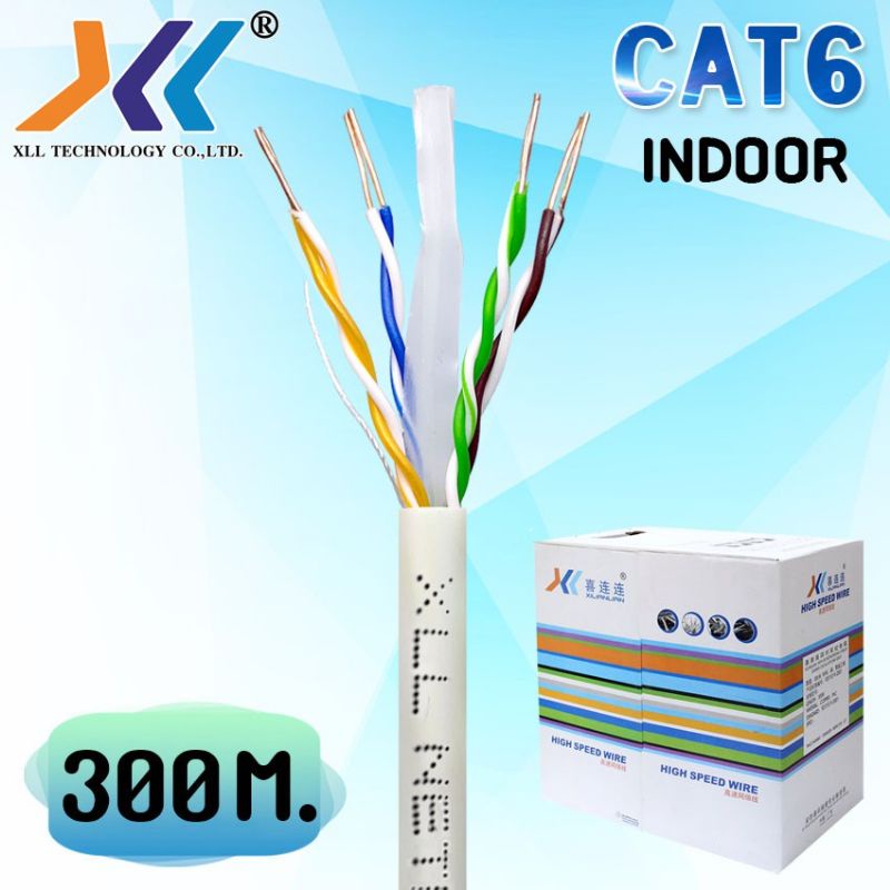 สายเเลน-xll-ของแท้-lan-cable-cat6-indoor-สำหรับใช้ภายในอาคาร-ไม่เข้าหัว-ความยาว-300-เมตร-lcat6381-rcat6116