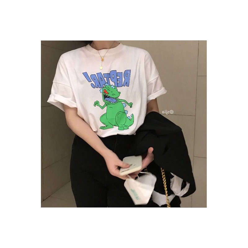 พร้อมส่ง-เสื้อยืดทรงoversize-ไดโนเสาร์-no-200