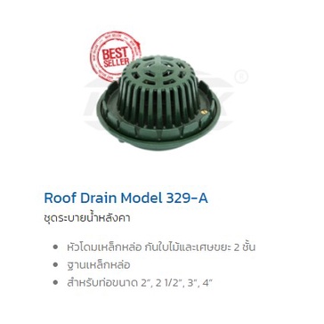 knack-roof-drain-329-a-รูฟเดรน-เหล็กหล่อ-2-3-4-ชุดระบายน้ำหลังคา-ตะแกรงน้ำทิ้ง-หลังคา-ตะแกรงระบายน้ำหลังคา