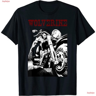 loylaiya แฟชั่นสบายๆ เสื้อ Marvel X-Men Wolverine Young Biker Logan Motorcycle T-Shirt Cotton เสื้อยืด ผ้าคอตตอน100% เสื