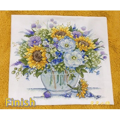 ชุดปักครอสติช-ดอกไม้-ดอกทานตะวัน-แจกัน-sunflower-vase-cross-stitch-kit