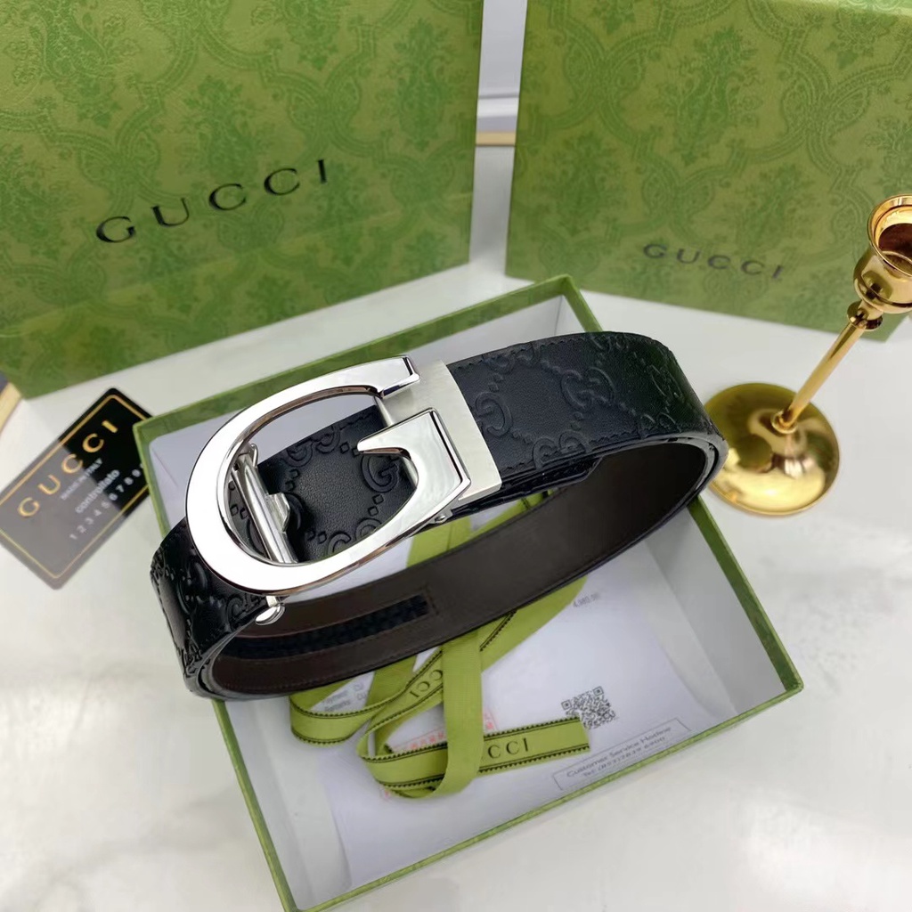 ของแท้-100-เข็มขัด-gucci-leather-belt-original-หนังแท