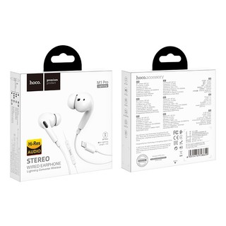 M1 Pro Original series, wired earphones with mic, 1.2m, elastic cable, audio plug for Lightning.
