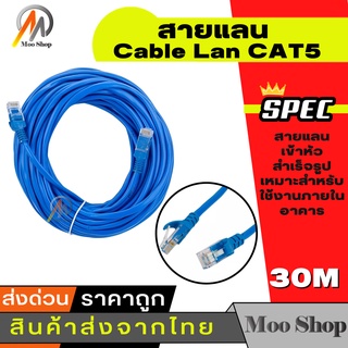 ภาพหน้าปกสินค้าCable Lan CAT5 30m สายแลน เข้าหัวสำเร็จรูป 30เมตร (สีน้ำเงิน) ซึ่งคุณอาจชอบราคาและรีวิวของสินค้านี้