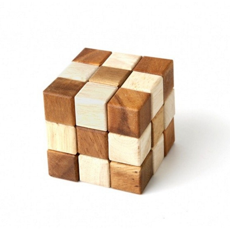 Ama-Wood ของเล่นไม้ เต๋างูลบมุม ใหญ่ (Snake Cube Wooden Puzzle ...