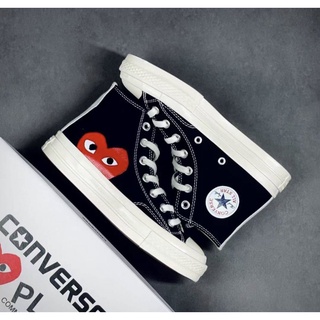 สินค้าขายดี!! รองเท้าผ้าใบหุ้มข้อสีดำ ❤Comme des Garçons PLAY x Converse Chuck Taylor  ใส่ได้ทั้งชายและหญิง อุปกรณ์ครบ