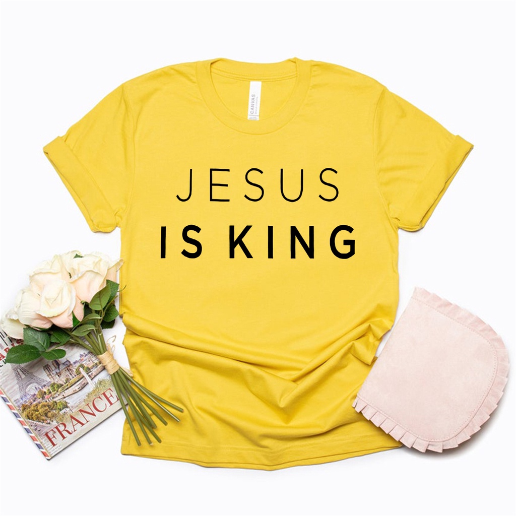 100-cotton-เสื้อยืด-พิมพ์ลายกราฟิก-jesus-is-king-ศาสนาคริสต์-สําหรับผู้หญิง-และผู้ชาย