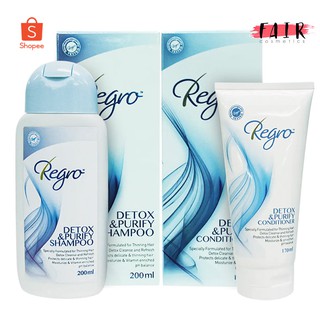 Regro Detox&amp;Purify Shampoo+Conditioner - แชมพูและครีมนวด สำหรับผู้ที่มีปัญหาผมบาง หลุดร่วง