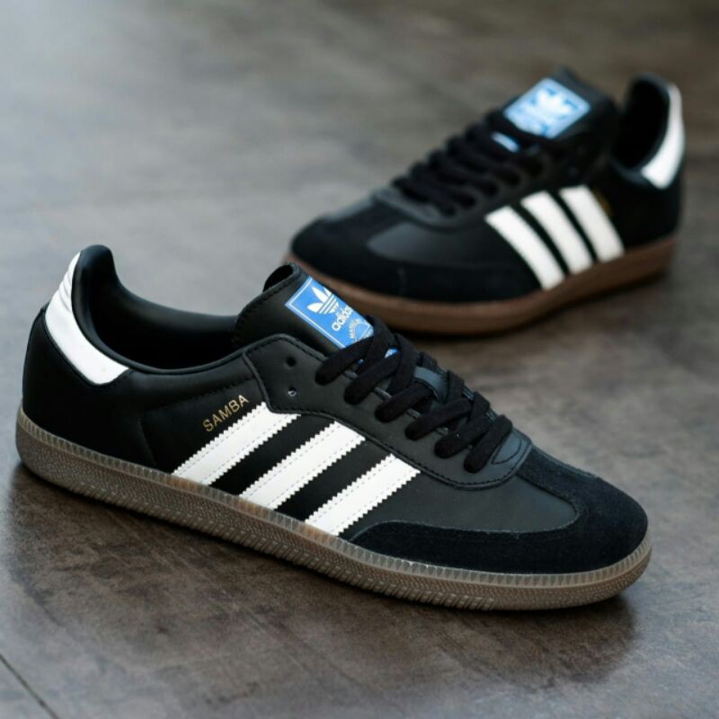 รองเท้าผ้าใบ-adidas-samba-สีดําขาว