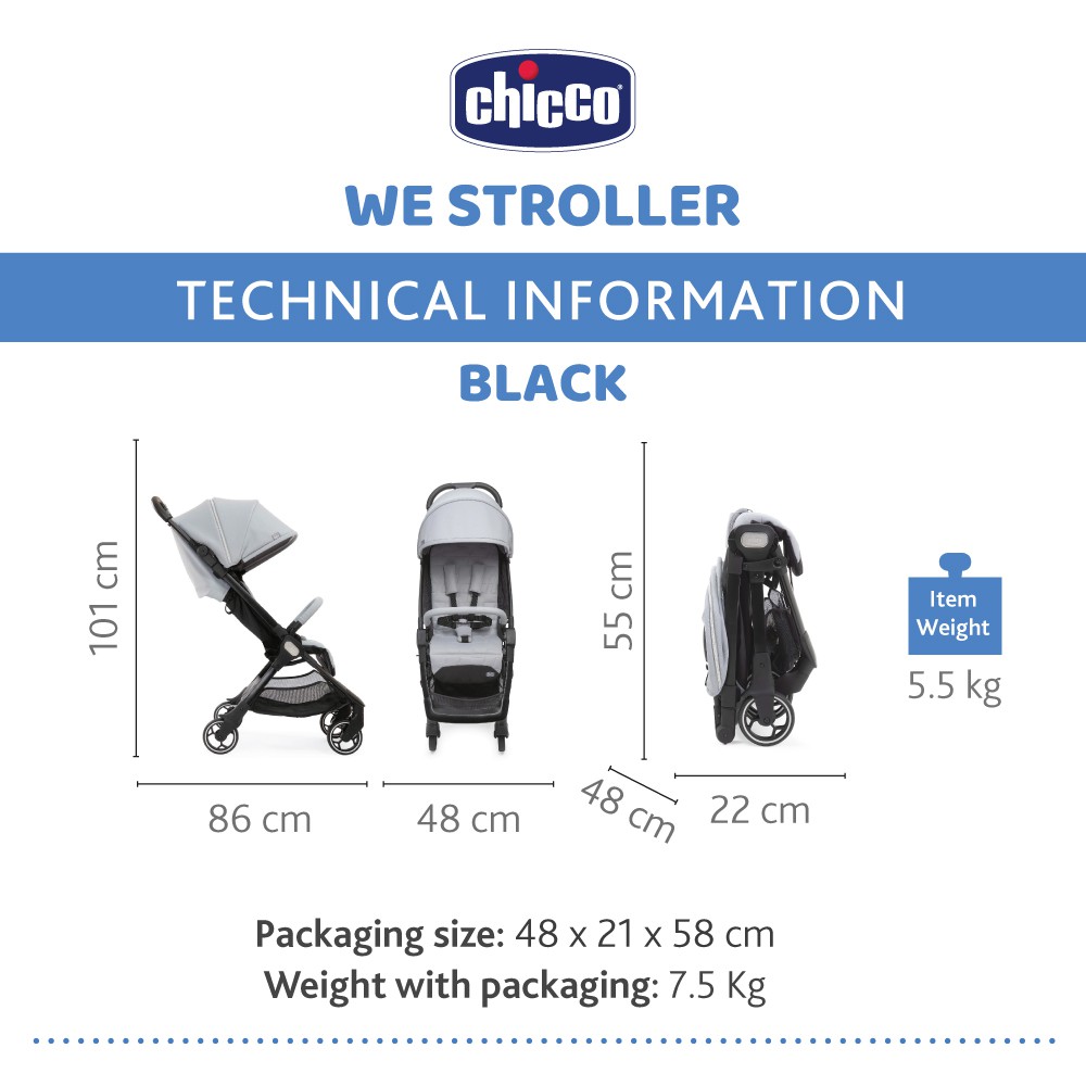 ใช้โค้ดคู่ลดเพิ่ม-chicco-we-stroller-รถเข็นเด็กพับเล็กกะทัดรัด-เหมาะสำหรับการเดินทาง-ปกป้องรังสี-uv-spf50