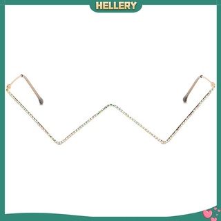 สินค้า [Hellery] แว่นตาผู้หญิง กรอบรูปตัว W ขนาดเล็ก ครึ่งกรอบ ไม่มีเลนส์ สีทอง
