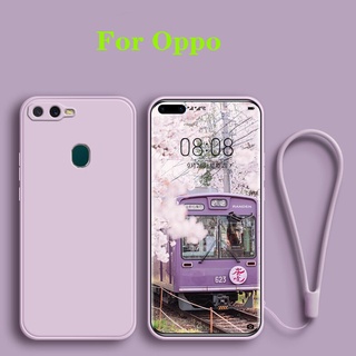 เคสโทรศัพท์ซิลิโคน TPU แบบนิ่ม พร้อมสายคล้อง สําหรับ Oppo A5S Case A15 A15S A12 F9 F11 A3S A53 A31 2020 A9 A5 2020 A92 A52 A83 A12E Reno 2 2F 3 5